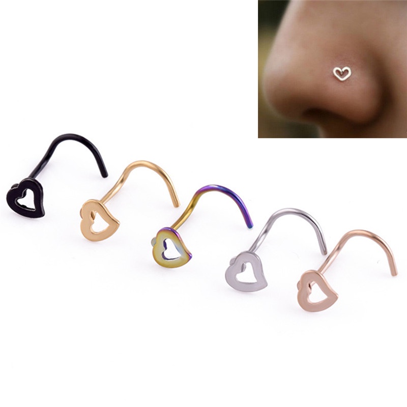 Cincin Tindik Hidung / Bibir / Tubuh Bahan Stainless Steel Gaya Punk