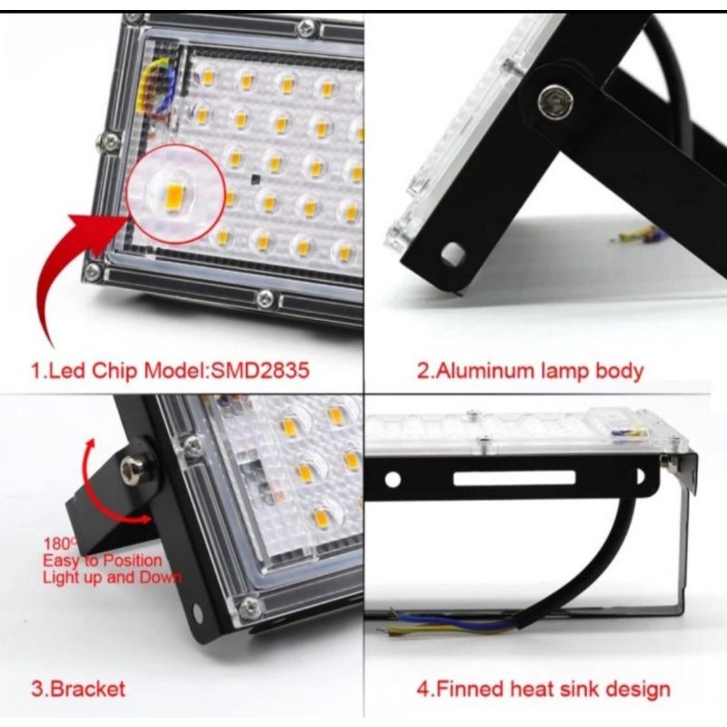 Kap lamp sorot 50watt. Floodlight 50w. Led sorot murah