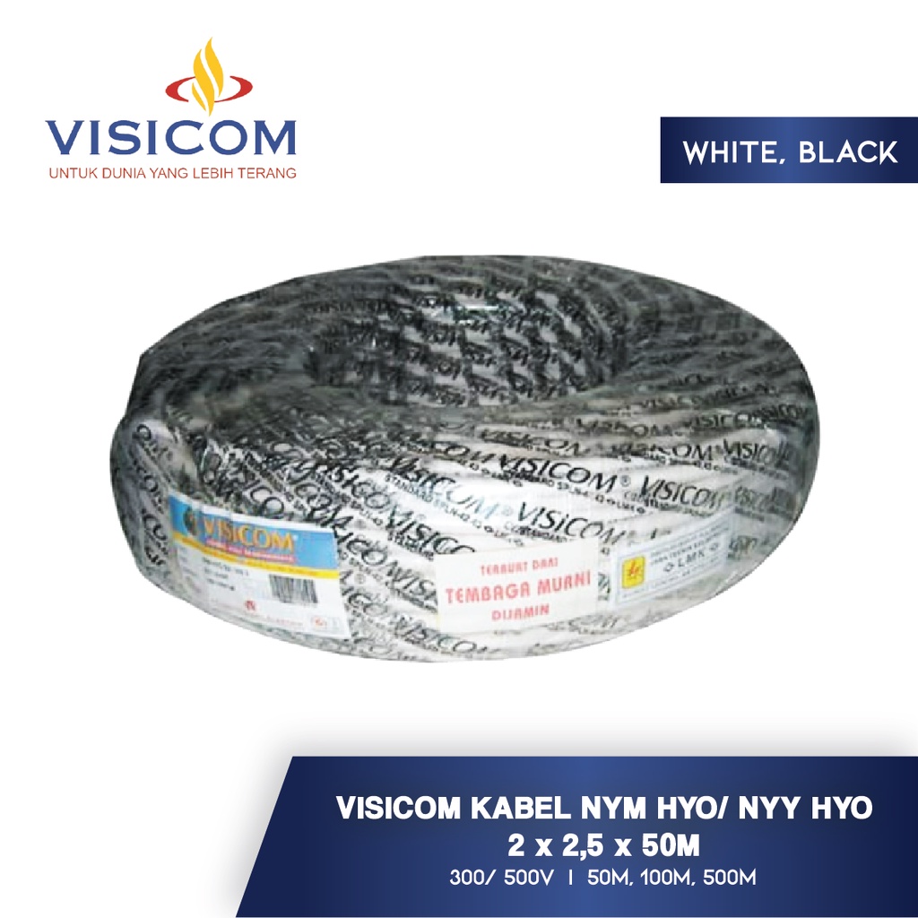 VISICOM Kabel NYM HYO/NYY HYO 2X2,5X50 Meter
