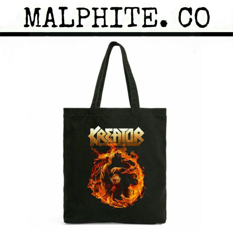 Totebag Kreator Tormentor Tote Bag Motif Logo Band Metal Merch Tas Jinjing Selempang Shoulder Hand P