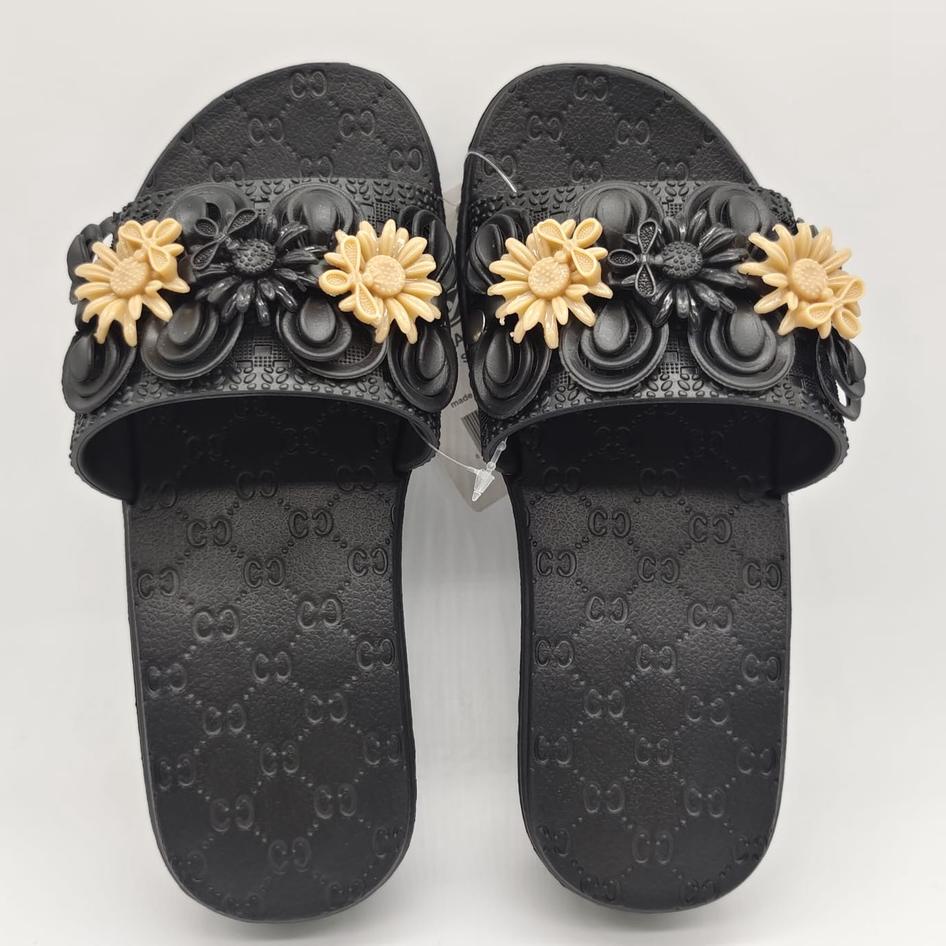 Big Sale.. NEXTSLIPPERS-007 Sandal Slop Karet Wanita Dengan Motif Bunga Bunga Hak