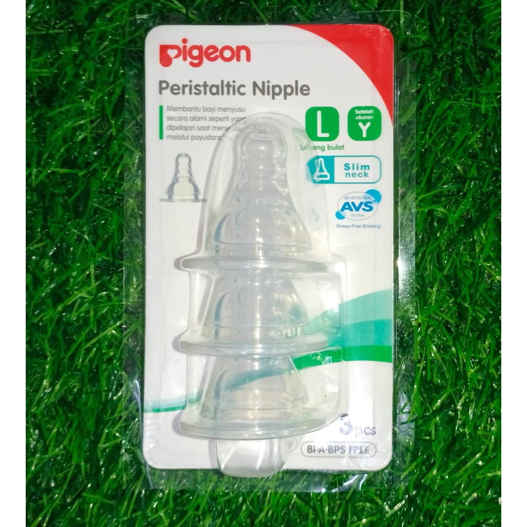 PIGEON Peristaltic Nipple Slim Neck Size L Isi 3