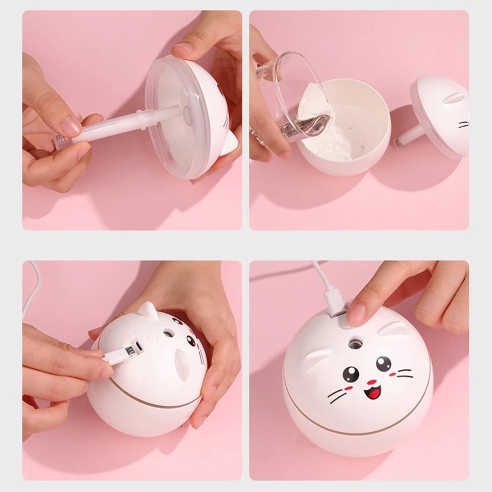 1Pcs Lovely Cartoon Cat USB 300ml Ultrasonic Air Humidifier  Essential Oil Air Diffuser