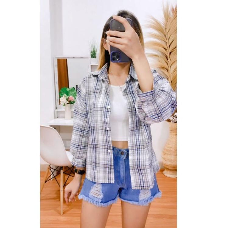 [PRODUK D6GN9] KEMEJA GUELIN KEMEJA FLANEL FLANELY KOTAK KOTAK LENGAN PANJANG BALON AUTER OVERSIZE B