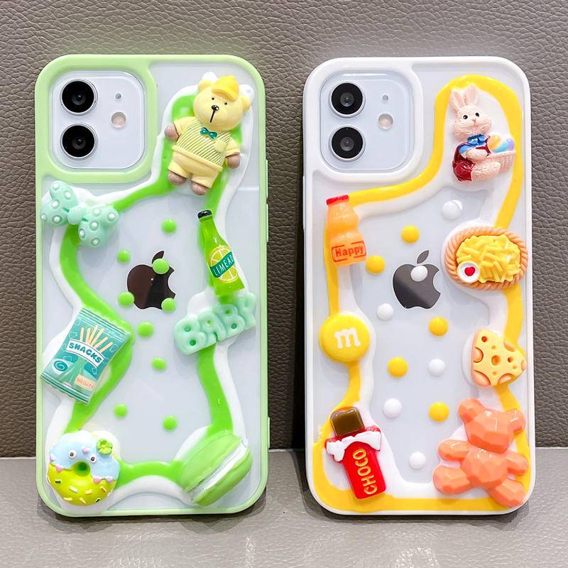 Soft Case Silikon Motif Makanan 3D Untuk iPhone 13 12 11 Pro MAX Mini X XS MAX XR SE 2022 2020 7 8 Plus