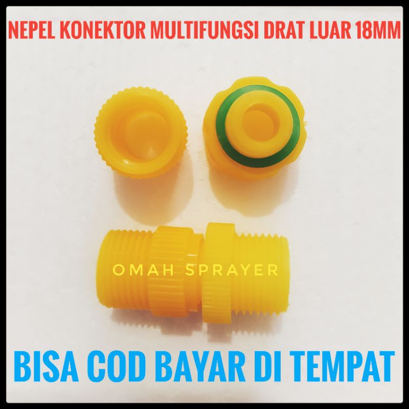 Nepel Konektor Multifungsi Drat Luar 18MM Free Sil Stik