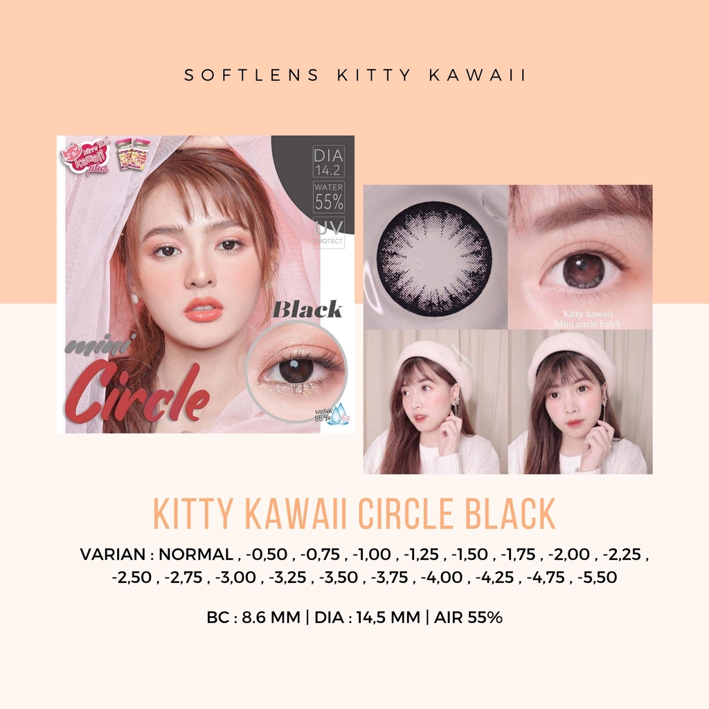 SOFTLENS KITTY KAWAII CIRCLE BLACK NORMAL MINUS / SOFTLENS MATA / LENSA MATA