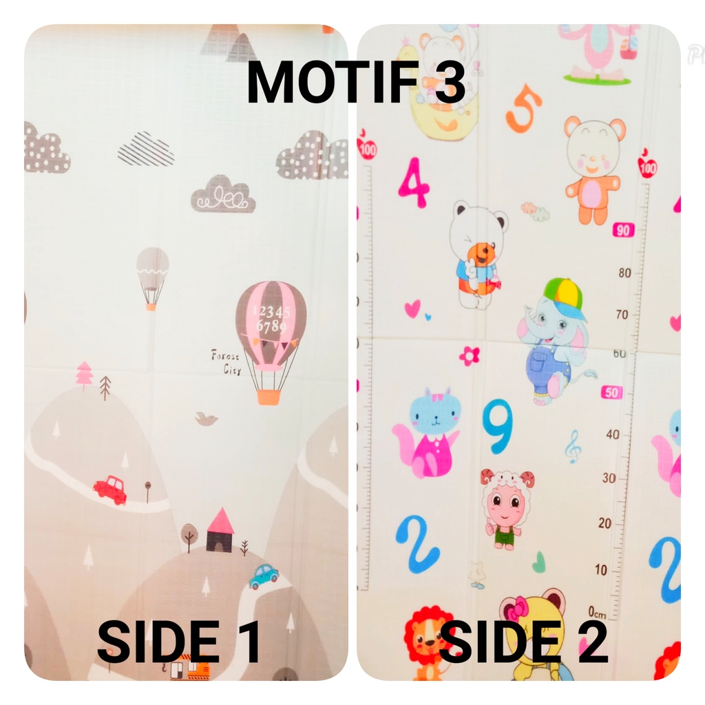 Matras Bayi Playmat Bayi Karpet Lipat Anak Bayi Tikar Lipat XPE MAT Double Side Tikar Lipat-MOTIF 3