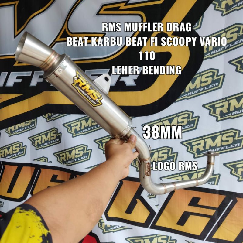 Knalpot RMS Muffler Original bulat beat karbu beat fi Scoopy vario 110 leher bending kolong d38 bkn 