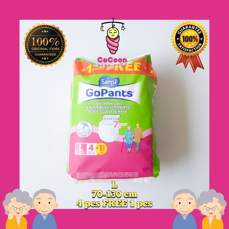 Popok Dewasa Diapers Lansia Sensi GoPants L L4 L4+1 Tipe Celana