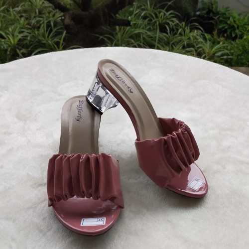 GISSHOP&gt;&gt; HEELS WANITA/SANDAL HAK KACA KOKOP KERUT KEKINIAN