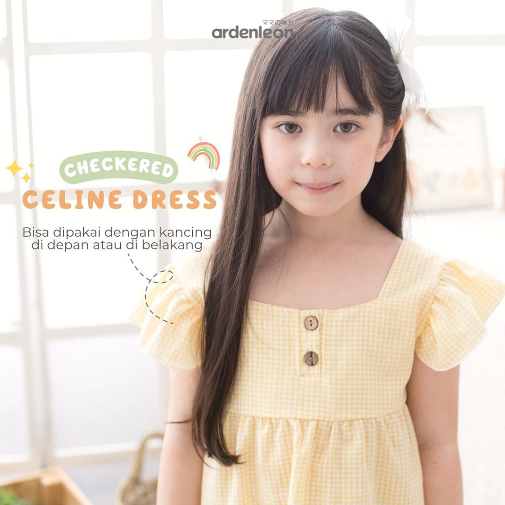 ARDENLEON Girls Dress Kotak-Kotak Checkered Rok Anak / Baju Anak Perempuan / Dress Kotak-Kotak