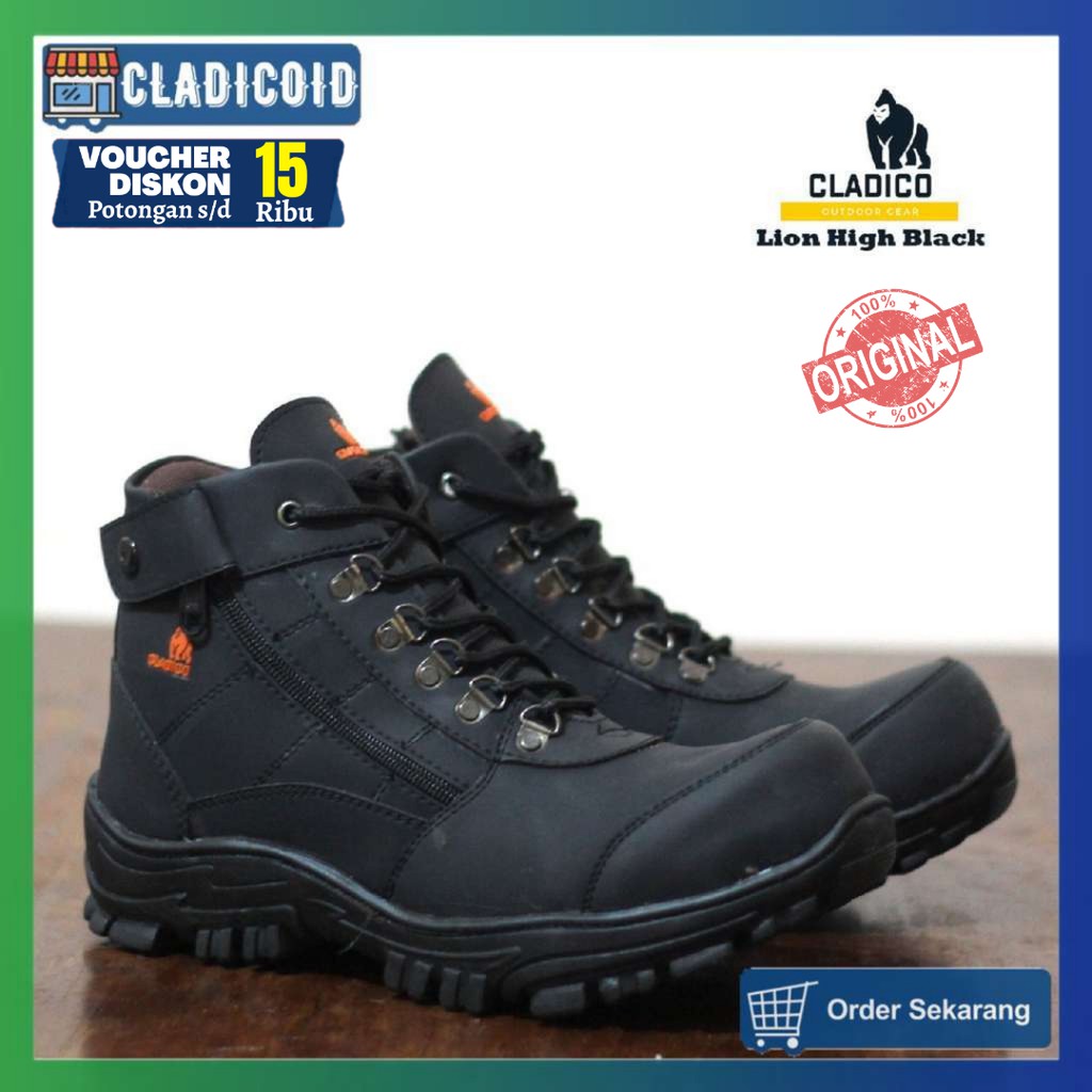 SEPATU SAFETY PRIA UJUNG BESI ORIGINAL CLADICO LION HIGH LION TINGGI OUTDOOR KERJA LAPANGAN