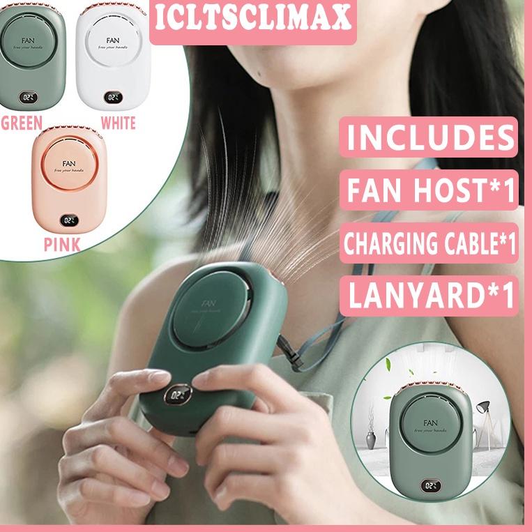 [PUN. 71534] 2000mah Kapasitas Besar Kipas Angin Mini Portable Model Gantung Leher Charge Usb Tampil