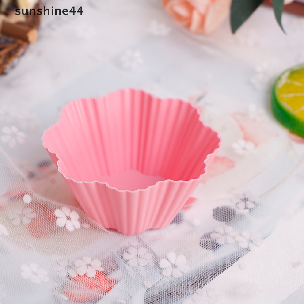 Sunshine 7pcs Cetakan Cupcake / Muffin Bahan Silikon Tahan Panas Reusable