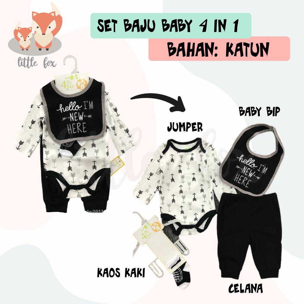 [ IMPORT] SETELAN PREMIUM BAJU BABY / BAYI 1 SET ISI 4 JUMPER BAYI SET ISI 4 / ROMPER BABY KATUN