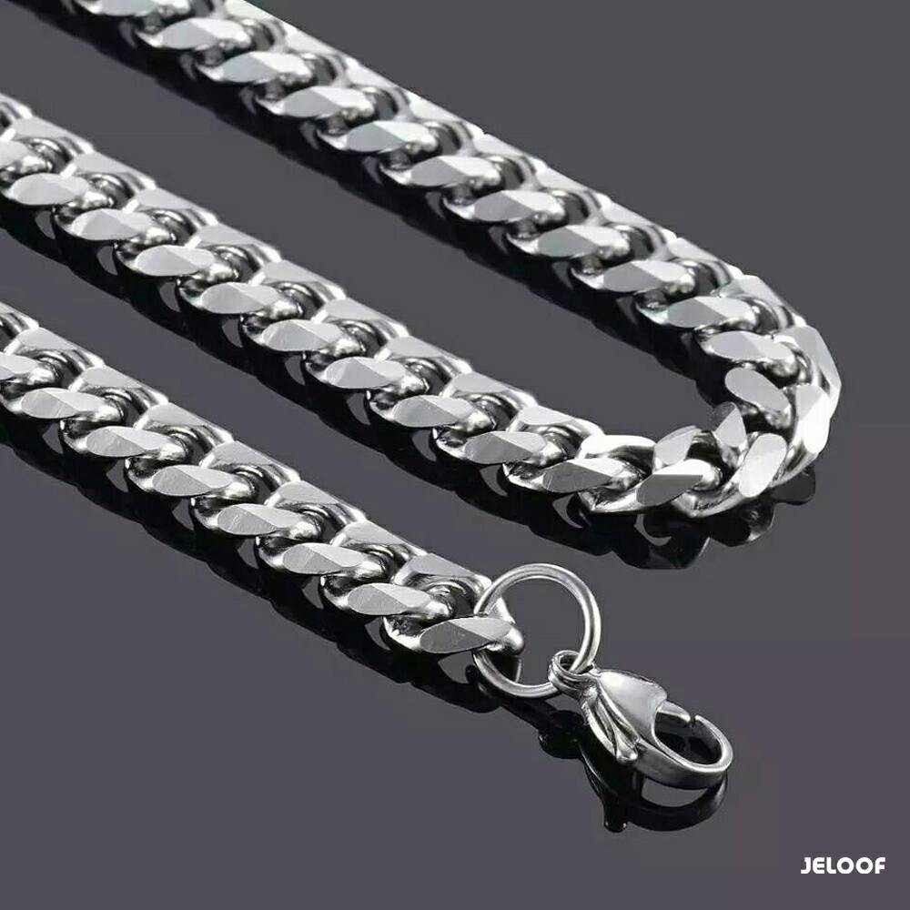 Jeloof Kalung Titanium Silver Rantai Stainless Steel Panjang 60 CM - (Bisa Request Potong)