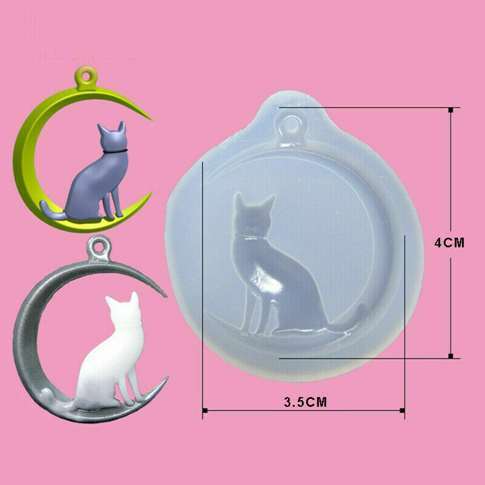 Suyou Cetakan Resin Epoksi Bentuk Bulan / Kucing 3d Bahan Silikon Untuk Kerajinan Tangan Diy Charms