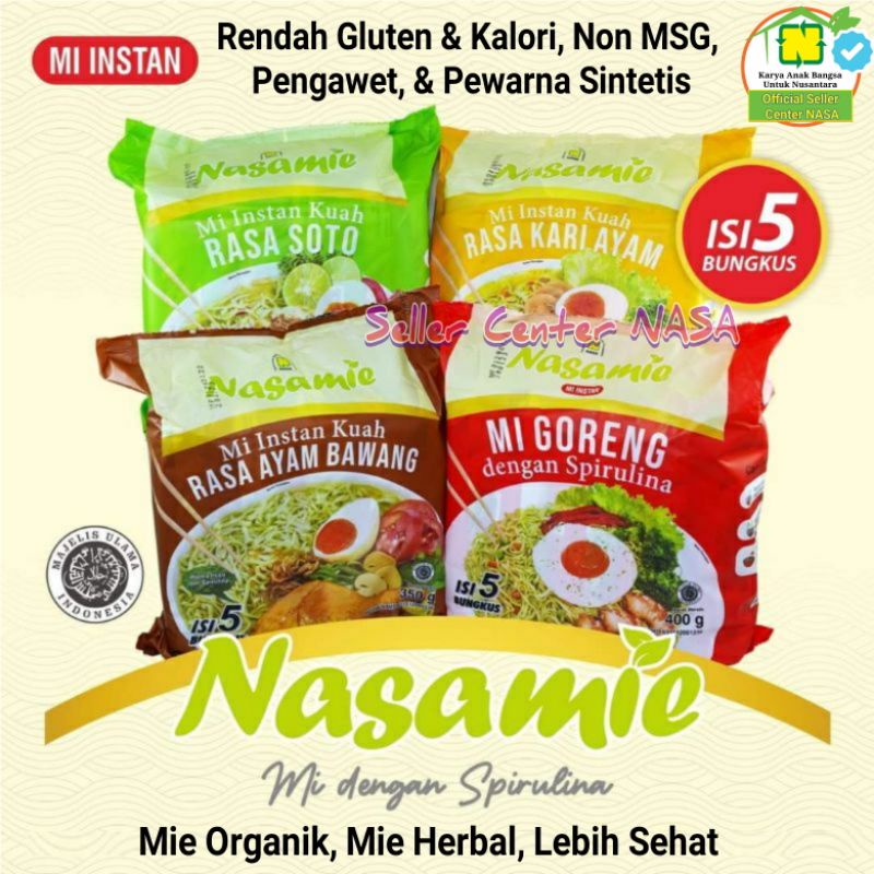 

MIE INSTAN ORGANIK NASAMIE MIE HERBAL MIE SEHAT RENDAH KALORI, LEMAH RENDAH GLUTEN