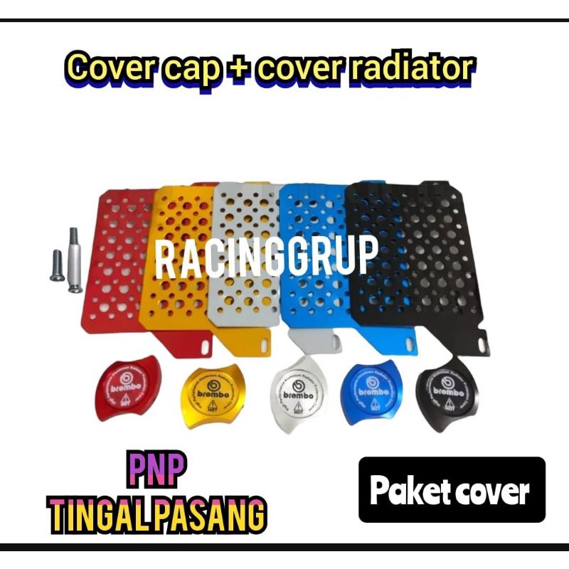 TUTUP COVER RADIATOR Nmax + CAP TUTUP RADIATOR NMAX LEXI AEROX ALUMINIUM PLUS BAUT BOSHING COVER RADIATOR MOTOR YAMAHA