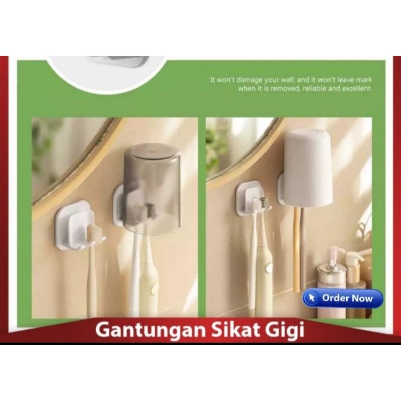 HOOK / GANTUNGAN SIKAT GIGI KUAT PRAKTIS MINIMALIS / TEMPEL DINDING MINIMALIS / TEMPEL DINDING 2 IN 1