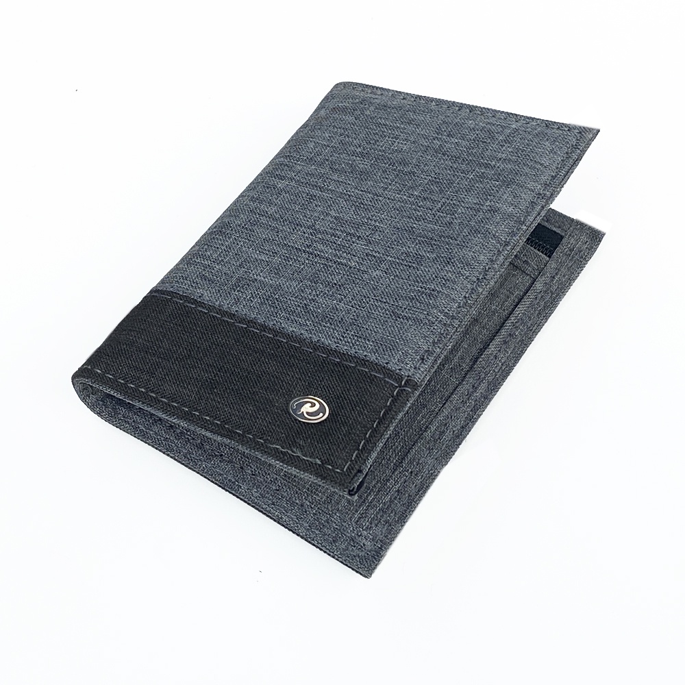 11.11&amp;12.12 BIG SALE!! Dompet Kanvas Tegak Kualitas Import Dompet Pria dan Wanita Dompet Fashion Pria T99 Men Wallet Original - GREY BLACK + Bonus Box