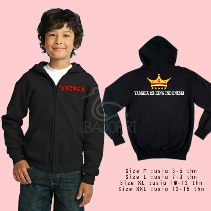 Jaket rx-king anak hoodie zipper anak yrki yamaha rx-king indonesia usia 3-15 tahun