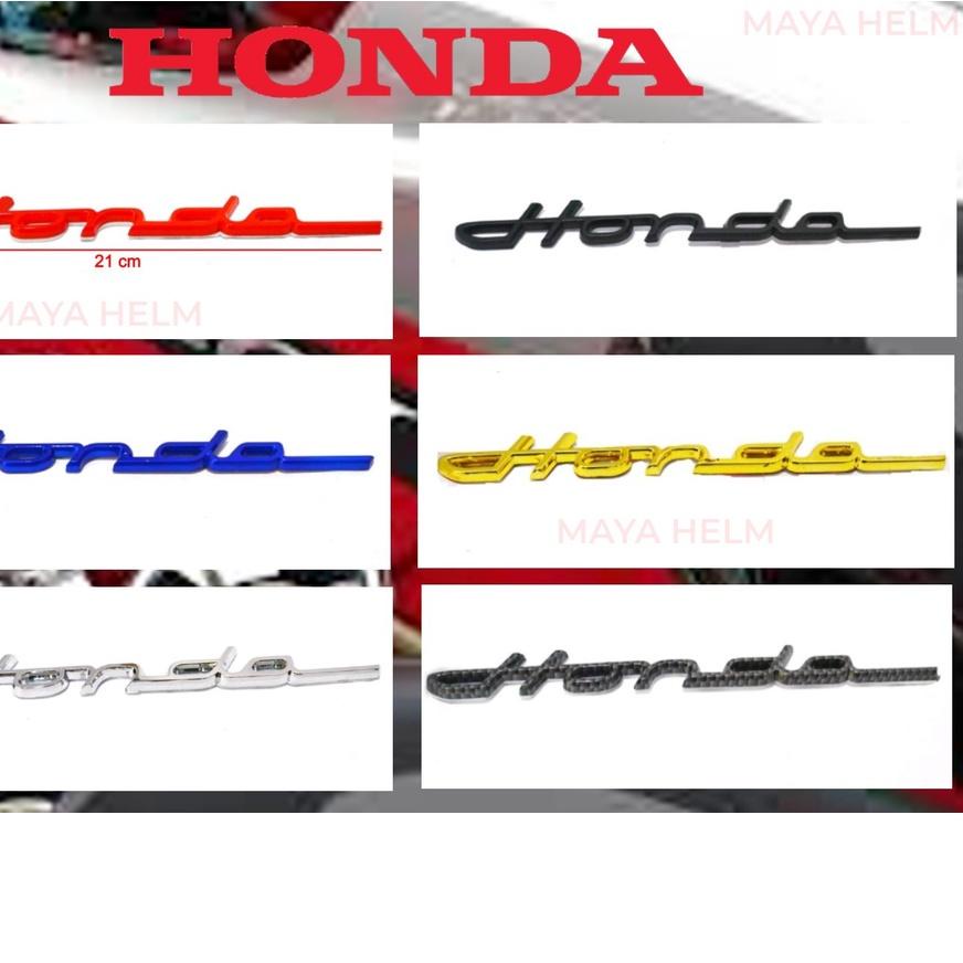 ✲ Emblem Logo Honda Tulisan Rangkai Latin Bahan Plastik Warna Merah Hitam Biru Chrome Gold Carbon Be