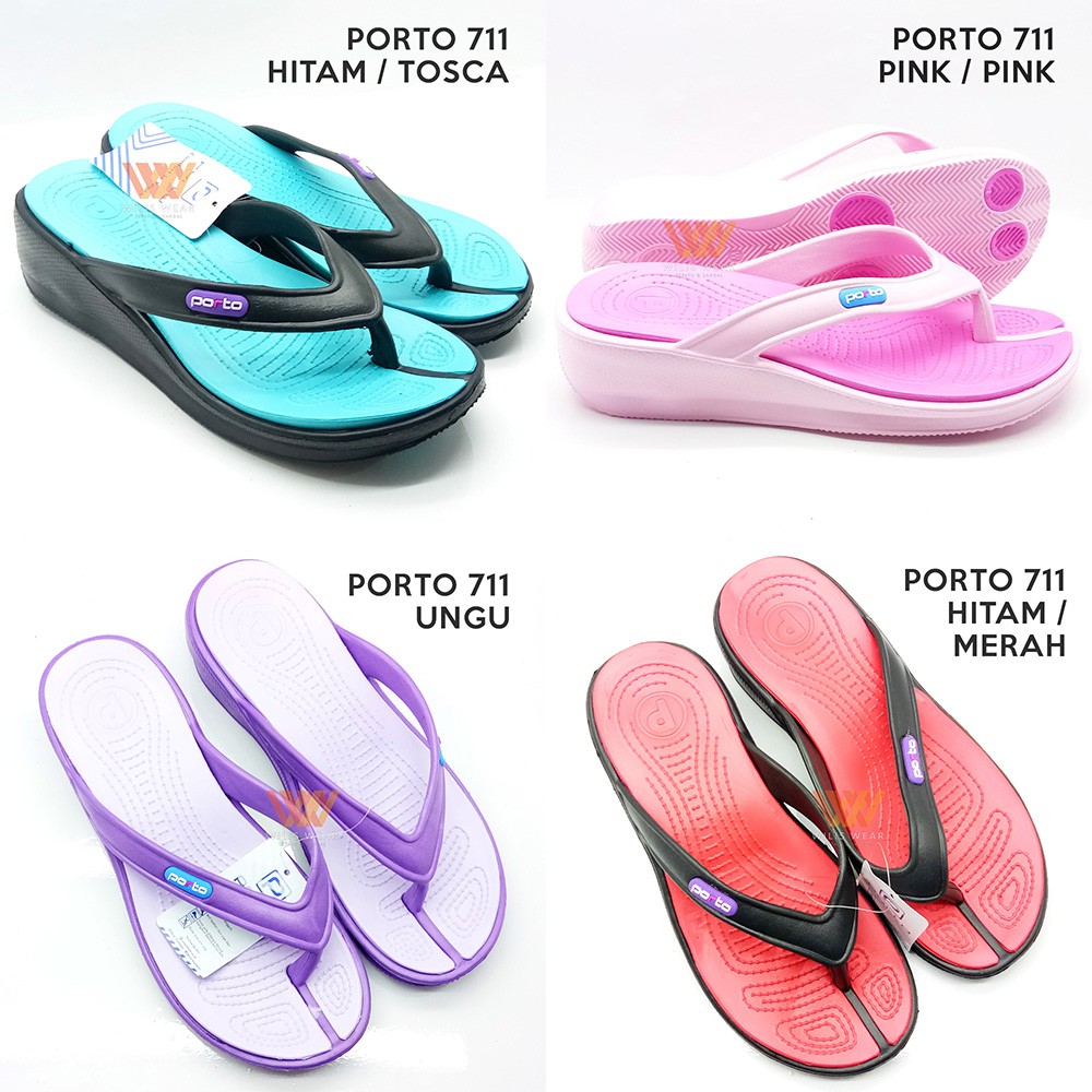 Sandal Jepit Karet Wanita / Sandal Wedges Karet Wanita PORTO 711 Varian Warna