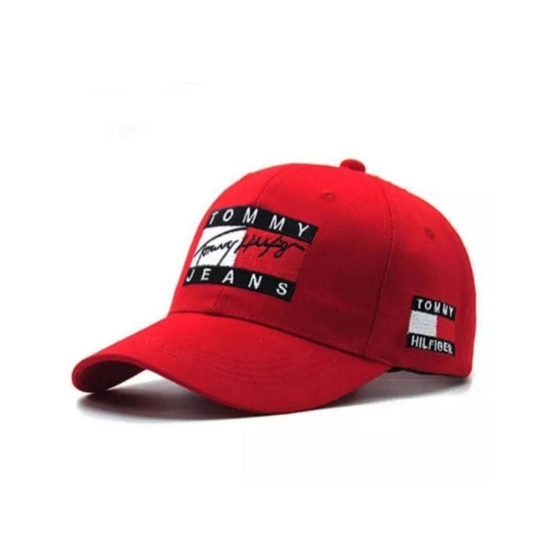 BANTING HARGA BOS KU/ TOPI BASEBALL BAHAN RAPEEL MEREK TOMMY JEANS MERAH BANTING HARGA/