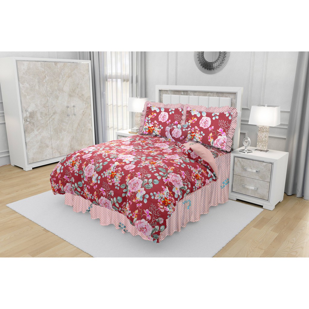 Bed Cover rumbai CALIFORNIA Seprai 1 set ukuran Queen 160x200 Sprei Motif Terbaru Bahan Tebal