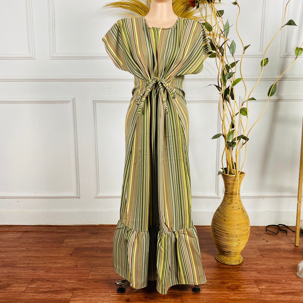 Daster Semata kaki Rayon Manohara Ruffle Busui Panjang Semata Kaki LD 120 Long Dress kekinian - Longdress semata kaki-Shakilla Salur