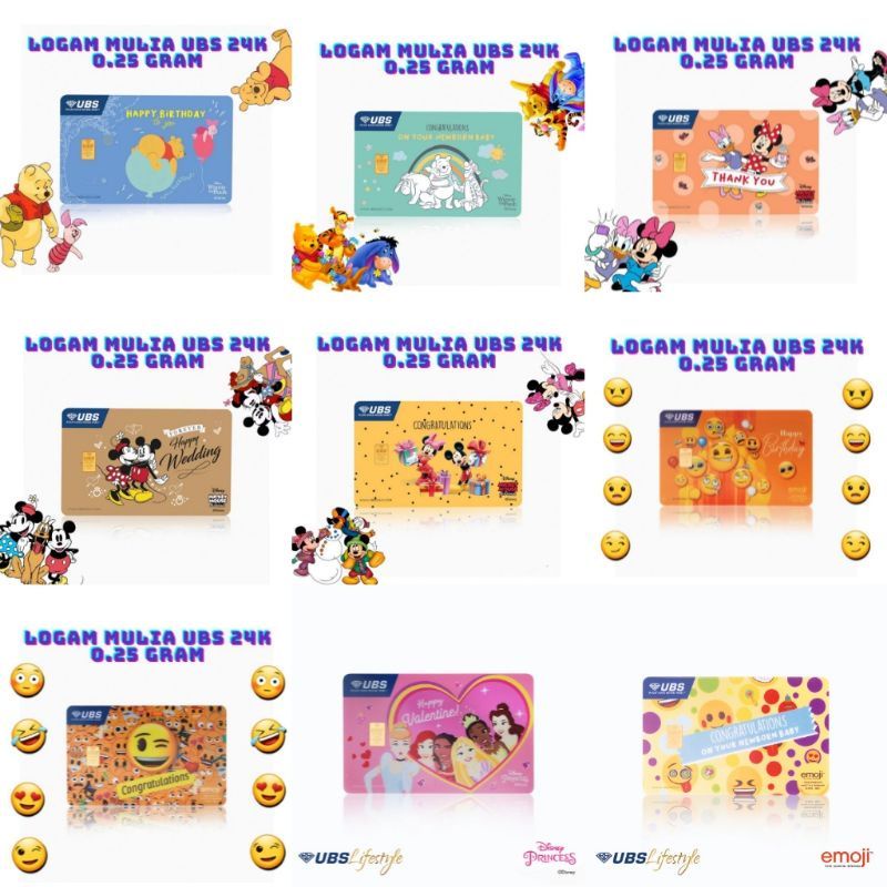 PROMO UBS 0.25 Disney UBS Card/Kartu Winnie Thae Pooh, Micakey & Minnie, Emoji/Smile/Emoticona