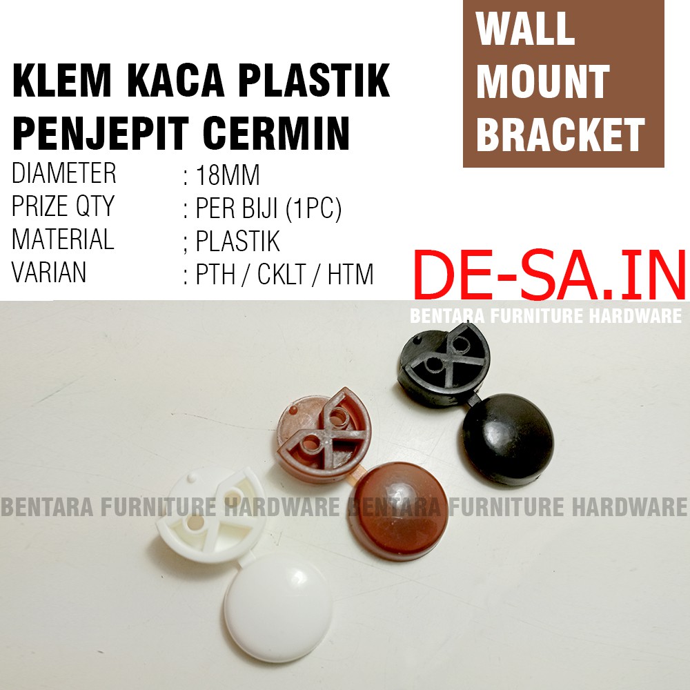 18MM Klem (Plastik/Besi)  Kaca Cermin - Tahanan Penjepit Sudut Cermin