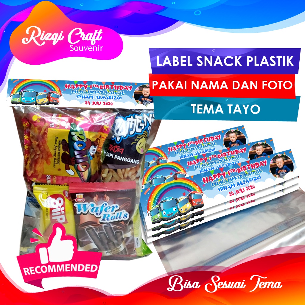 

CUSTOM TAYO Tas Ultah Label Jajan Snack Plastik Ulang Tahun