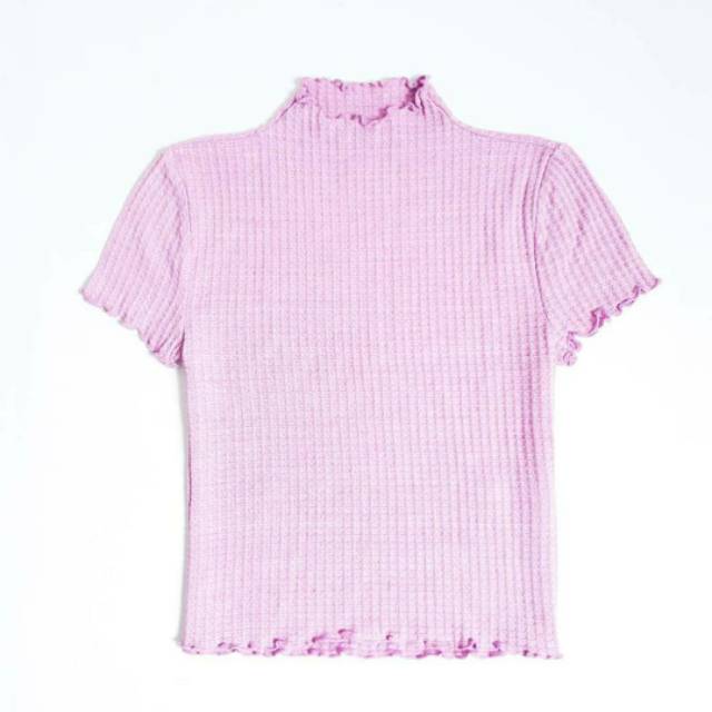 F 21 Waffle Knit Lettuce Edge Top - Purple