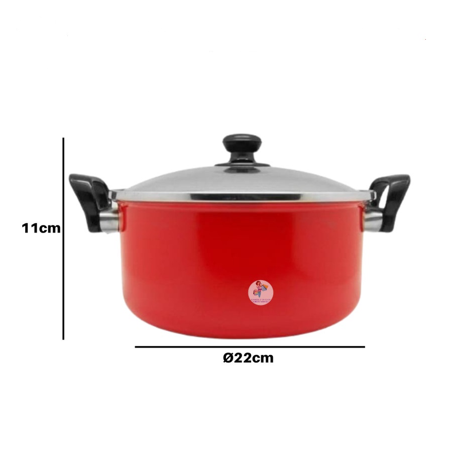 MASPION Panci Dutch Oven Pegangan Ebonit 22 Cm - Panci Antilengket