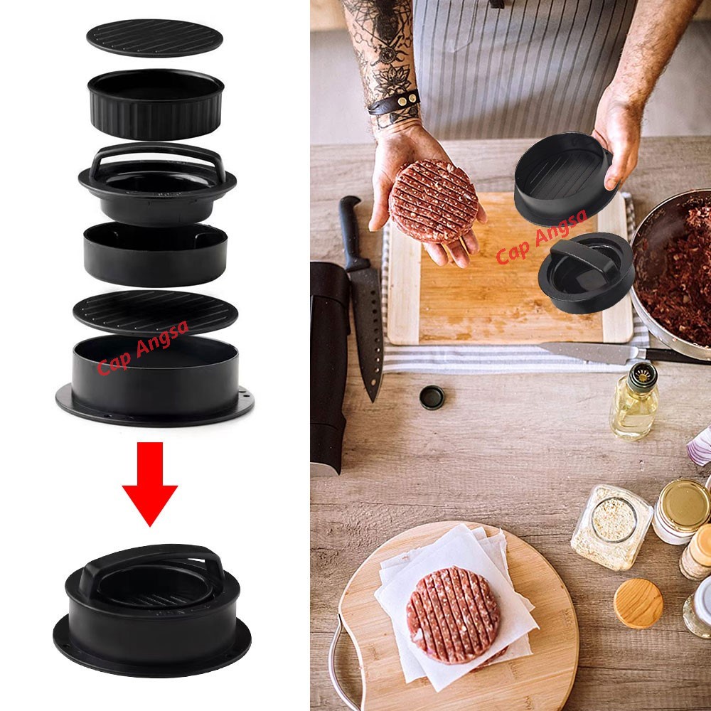 ALAT CETAK DAGING HAMBURGER CETAKAN BURGER PRESS ROUND BEEF PATTY MAKER BBQ MOLD BUNDAR 2 SIZE