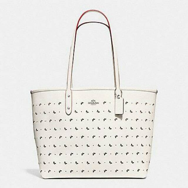 COACH City Tote in perforated Crossgrain totebag tas original authentic asli white putih