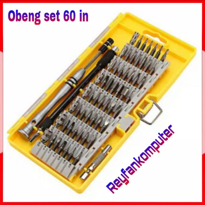 Obeng Set Reparasi 60 in 1 - 6100A - Silver dengan 60 buah mata obeng ng berbeda