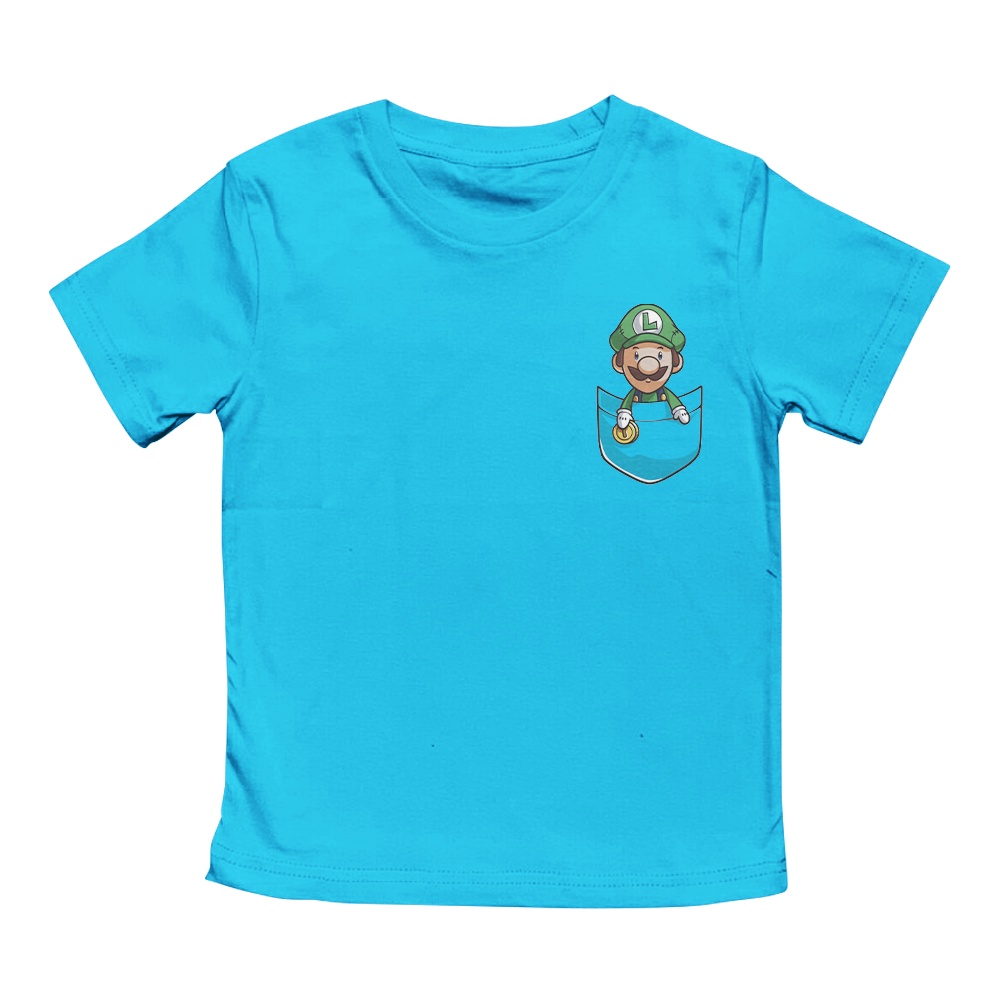Kaos Anak Laki Laki Perempuan 1-10 Tahun Unisex In Pocket Series Luigi Super Mario