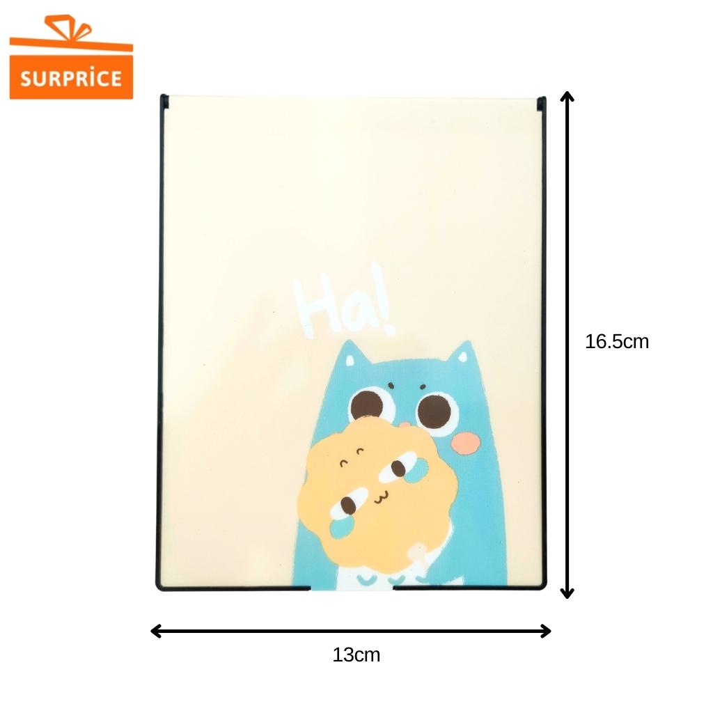 Surprice Cermin Lipat Make Up / Cermin Rias Makeup Buku / Kaca Rias Portable Kecil / Cermin Dandan Travel Mini-Ha! Hitam