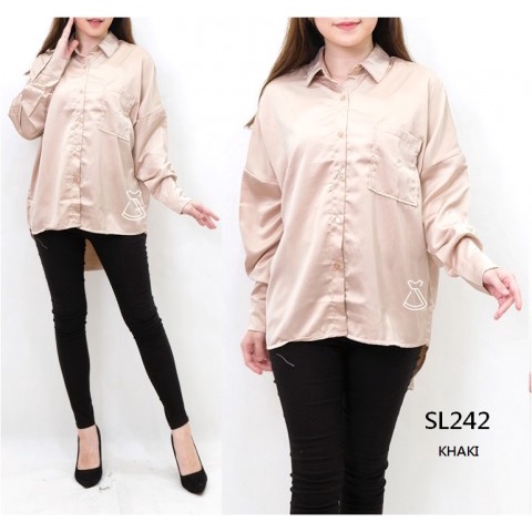 SL242 - Atasan Kemeja Oversize Lengan Panjang Busui Friendly