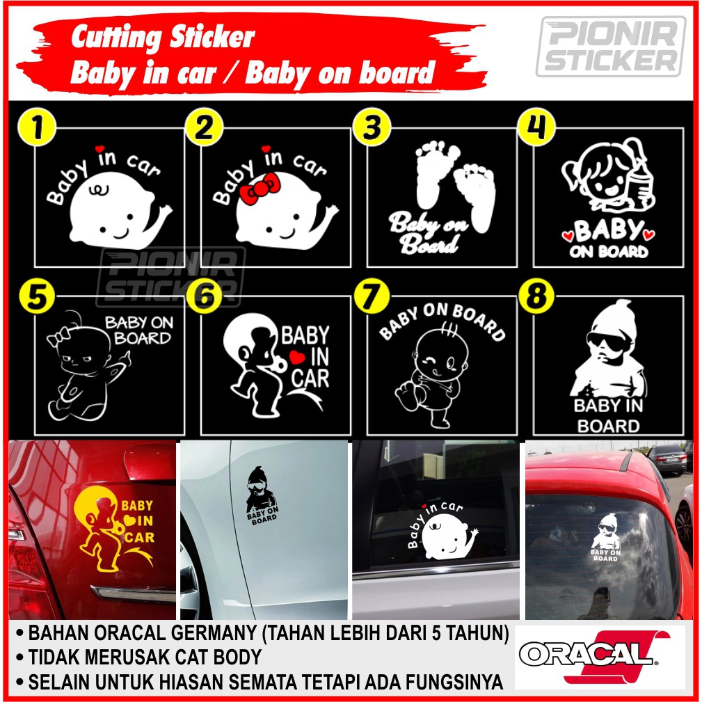 Sticker cutting Kaca mobil Baby in car cutting sticker baby on board