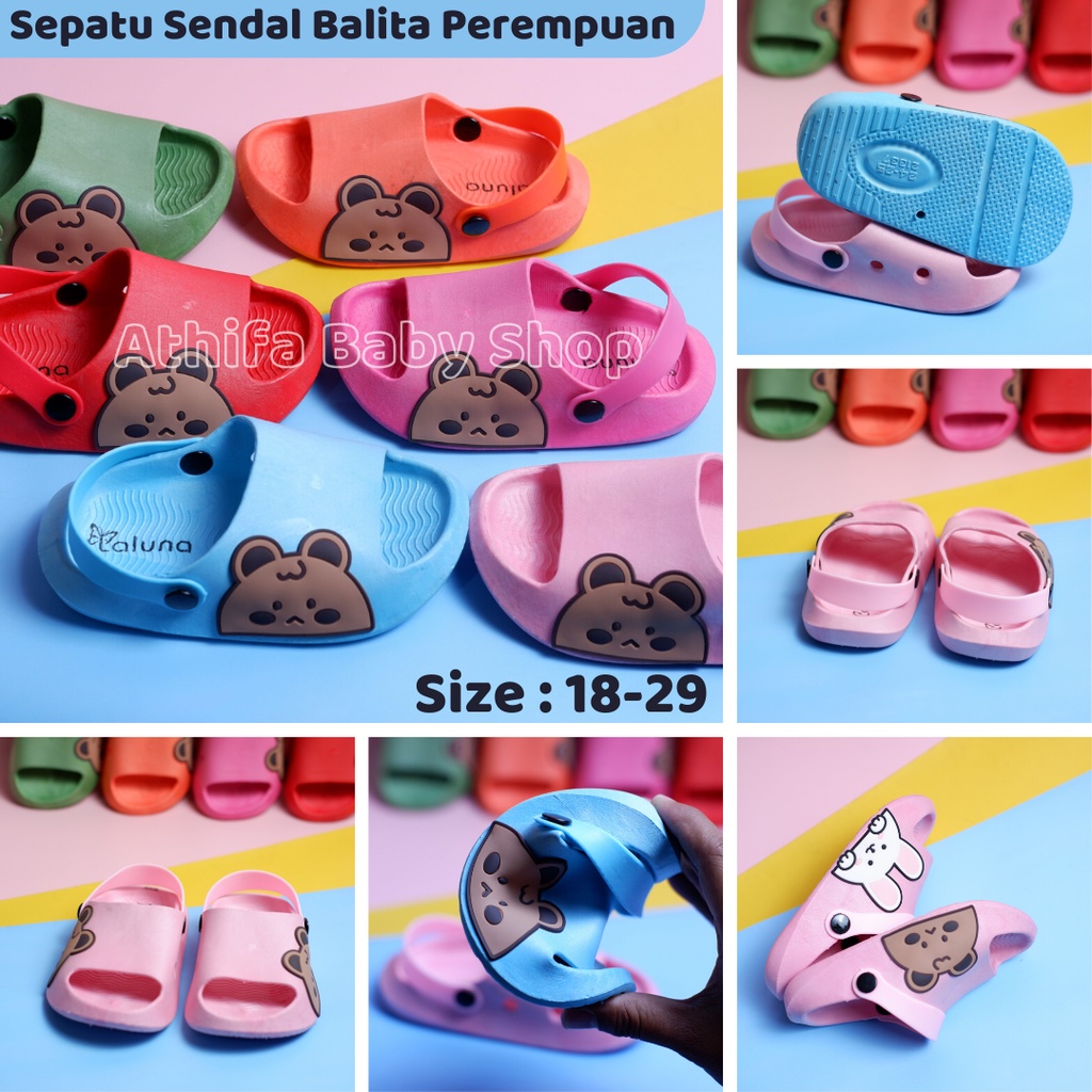 Sepatu Sandal Slop Gunung Anak Balita Bayi Perempuan Karakter Kelinci Beruang Laki Lelaki Cowok Cewe Usia 6 7 8 9 10 11 Bulan 1 2 3 4 5 6 7 Tahun Sendal Karet PCU Import -Laluna- 21337