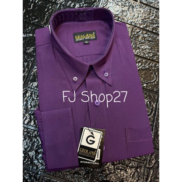 Kemeja Polos Pria Panjang Formal Reguler Geoland UNGU TUA / UNGU TERONG