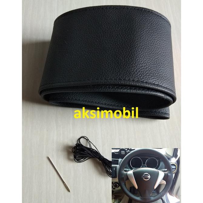 Setir /Cover Stir Mobil Sarung Stir Hitam jahit hitam MBtech uk 38cm OBRAL