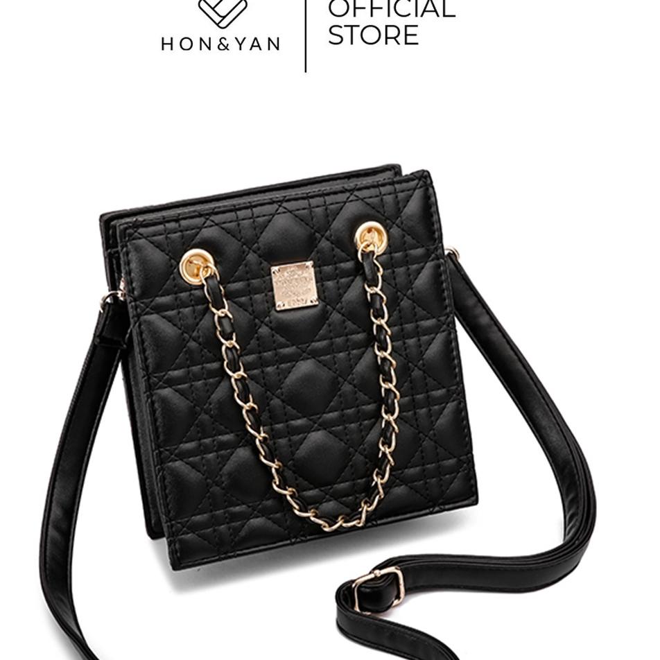 Spesial Minggu Ini [HONYAN] Tas Selempang 2 Tali Sling Bag Wanita Import Chain Handbag - Lavior Sling Bag