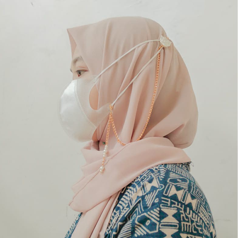 Strap Masker Hijab Rantai Kalung Mutiara 2in1 [READY STOCK]