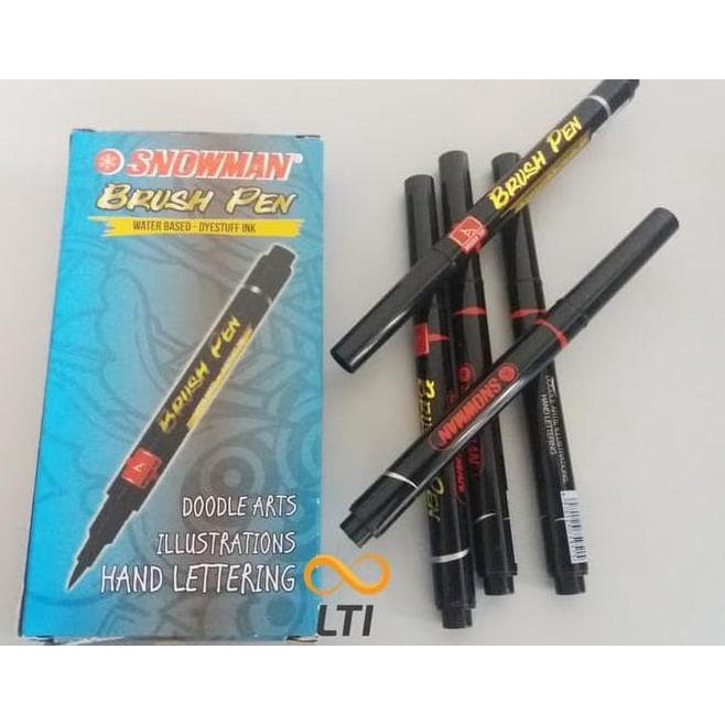 

(BISA COD) HOT SALE MURAH !! Snowman Brush Pen BLACK / Lusin BOOM SALE Kode 1335